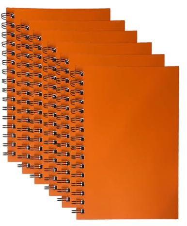 JMS we create smile – 6 Pack – A5 Spiral Notebooks Orange – Hardback Wirebound Lined Writing Pads, 140 Pages Each, Premium Thick Paper for School, College, Office & Planning