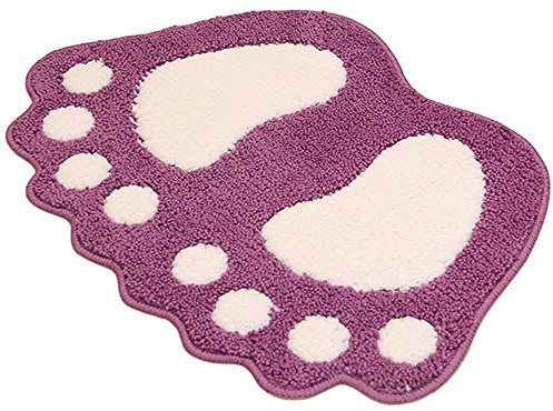 Badezimmer Teppich Tür Fußmatte Badematte - Niedliche Pfote Füsse Toilette Badewanne Dusche Rutschfeste Matte Wasser Absorbierend Schnell Trocknend Waschbar Langlebig Teppich - 40cm x 60cm (Violett)