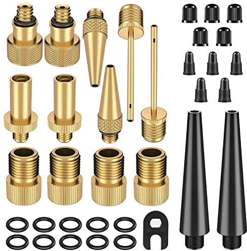 astarye 35PCS Bike Pump Adapter - Schrader Valve, Presta Valve, Dunlop/Woods Tyre Valve Adaptor, Bicycle Tire Pump Adapter(AV DV SV) with Ball Pump/Air Pump/Compressor Adapter Tire Valve Caps