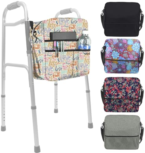 Vive Wheelchair Bag - Machine Washable, Double-Stitched, Water-Resistant Accessory Backpack for Rollators, Wheel Chairs, Walkers - Pouch with XL Pockets & Straps for Quick Installation