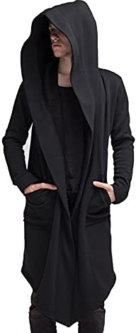 Herr Hooded Poncho Cape Cloak Long Cardigan Open Front Draped Lightweight Shawl Windbreaker Fritidsrockar Jackor