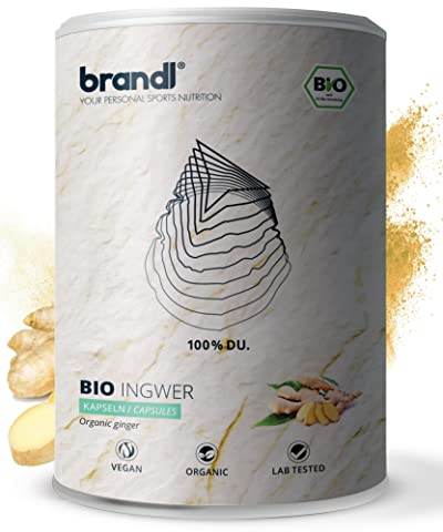 brandl® Bio Ingwer Kapseln hochdosiert | Premium Qualität aus Deutschland vegan und ohne Zusätze | 180 Kapseln (600mg)