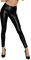.NoirHandmade Damen Wetlook Leggings schwarz mit Reißverschluss Hose elastisch Blickdicht mit Schlangen Optik XL