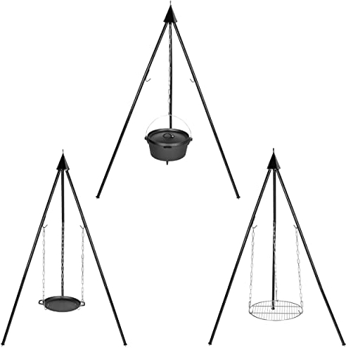 Bruzzzler Barbecue pivotant avec trépied - Grille réglable en hauteur par chaînette - Pour la maison et les déplacements - Facile à utiliser - Utilisable comme brasero
