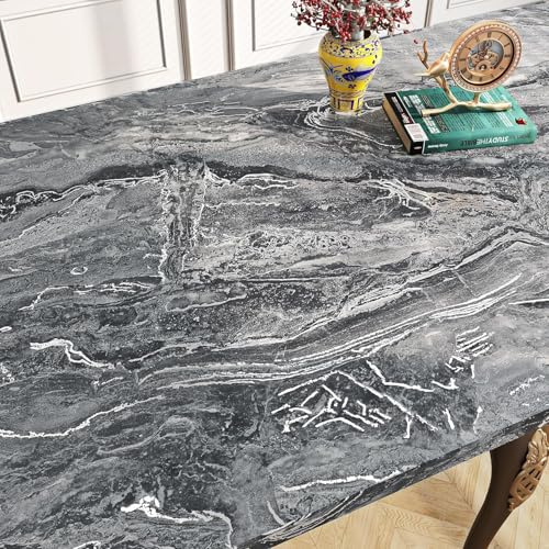 FunStick Self Adhesive grey Silver Marble Wallpaper for Kitchen Bathroom Peel and Stick Dark Sticky Back Plastic Vinyl Wrap for Worktop Grey Marble Effect 30CMx5M