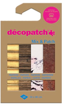 Décopatch DP040C - A Pouch of 4 Décopatch Sheets - Dimensions 30x40cm Printed papers, textures and materials - Mix & Patch From 5 years, DIY, design, renovation, Material