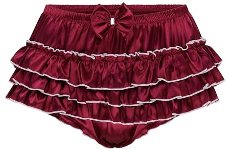 Satini Sissy Satin Ruffled Skirted Panties | Smooth Silky Fabric, Triple-Tier Frill Design, Cute Bow Accent, Secure Elastic Fit, Sizes S-XXL
