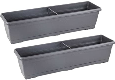 Serinova Jardinera Balcón, Maceta 72 cm. Largo, Set 2 Unidades, 14 litros, Macetero Plástico, Balcón