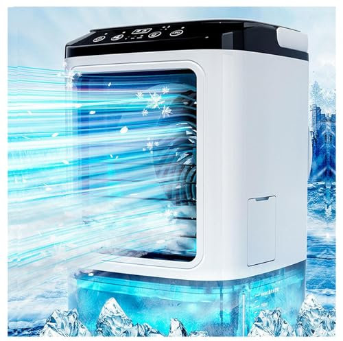 Air Cooler, 900ml Water Tank,with Ice Box,3 Wind Speeds Aircondition 3 Wind Speeds,Cooling Mist,7 LED Lights Home Ac for Home and Office
