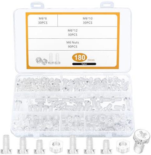 180 Pz M6 Viti e Dadi Kit in Acrilico Trasparente - Set a Testa Cilindrica e Piatta, Phillips per Macchina