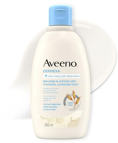 Aveeno Dermexa vegane Duschcreme seifenfreie Pflegedusche 300ml mit beruhigendem Haferkomplex für sehr trockene, juckende, empfindliche, zu Ekzemen Neurodermitis neigende Haut