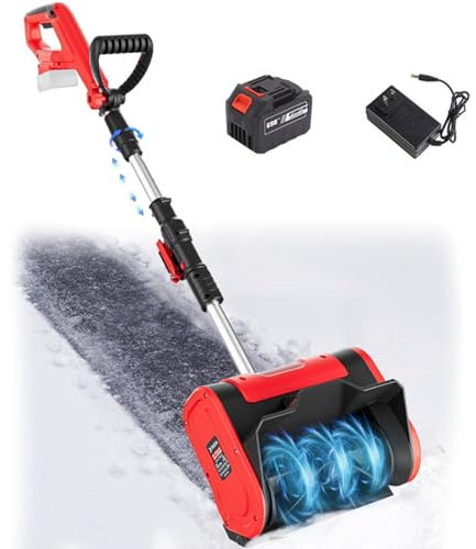 Pelle à neige sans fil sans balais, balayeuse à neige électrique manuelle, pelle à neige de 32 cm de largeur, petit outil de nettoyage de neige domestique, outil de nettoyage de neige,1Battery