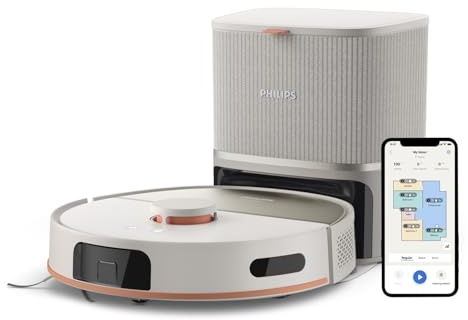 Philips Homerun 5000 Series Saug- & Wischroboter, Doppelter Wischmopp, 10.000Pa Saugkraft, Auto-Entleerungsstation mit S-Bag®, Laser-Linien-Navigation, Teppich-Boost, Homerun App (XU5100/20)