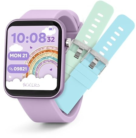 Tikkers Smart Series 13 Smartwatch und lila Silikonarmband Set, Flieder, Einheitsgröße, Casual