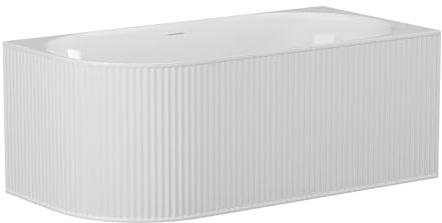 Vente-unique-Baño de esquina estriado - 240L - 170 x 80 x 60 cm - Blanco mate - Acrílico - Ángulo recto - BARBORI