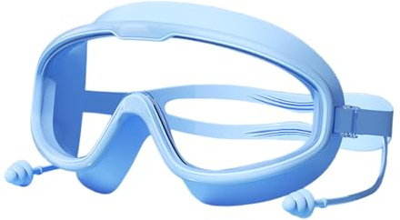 KEXIAO Kids Swim Goggles with Earplugs and Nose Clip for Children Teen 3-16 Wide View Swimming Goggles Water Frogs Resistant