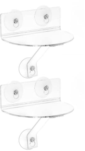 ZEPFJHE 2 estantes acrílicos para alféizar de ventana con ventosas de carga, soporte de almacenamiento para suculentas para uso en interiores, extensor de alféizar de ventana