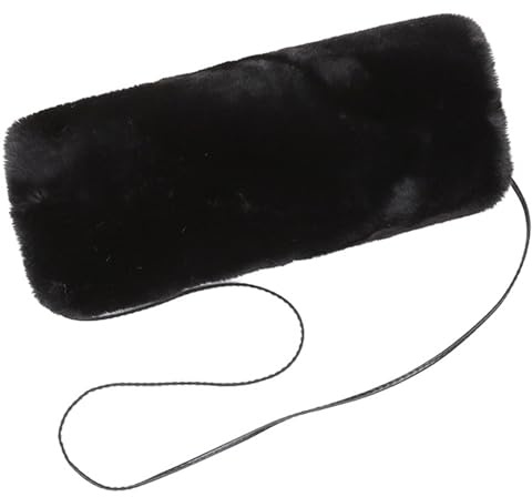 NIDONE Handmuff fuskpäls vinter handvärmare muff unisex värmare påse med rem mjuk termisk enfärgad muffar för, Svart, one size
