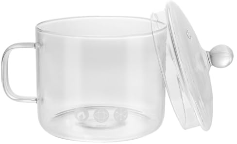 VICASKY Pentola Vetro Borosilicato 1350ml per Cucina Coperchio, Facile da Pulire e Antiaderente, per Riunioni Familiari e Preparare Noodles Istantanei