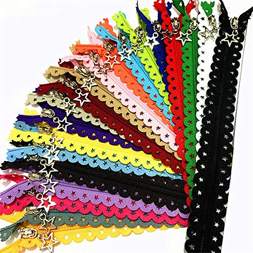 WKXFJJWZC - Juego de 40 cremalleras de 30 cm, con tirador en forma de estrella, de nailon, ideal para manualidades, sastrería, bricolaje, artesanía, 16 pulgadas