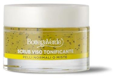 Bottega Verde - Scrub Viso Tonificante Zuccheri di Bellezza, 50 ml, Azione Esfoliante, Levigante e Purificante, con Zucchero di Canna, Estratti di Limone e Zenzero, per Pelli Normali o Miste