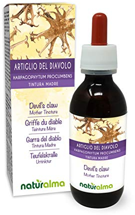 Griffe du diable (Harpagophytum procumbens) racines Teinture Mère sans alcool Naturalma - Extrait liquide gouttes 120 ml - Complément alimentaire - Végétalien ou végan
