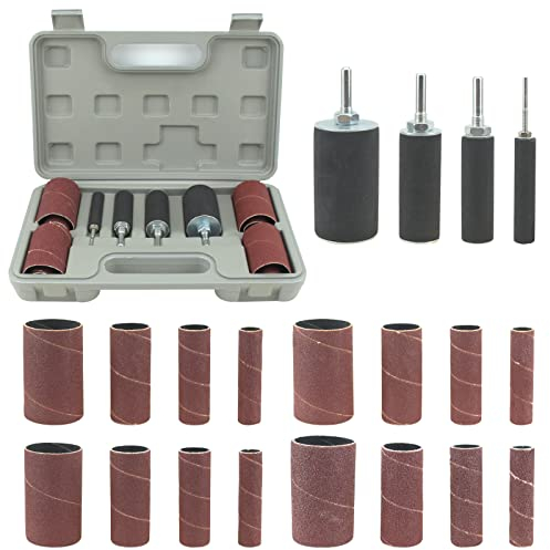 BIGP 20 Pezzi Set di tamburi abrasivi in gomma, Kit Levigatrice a Tamburo, Tamburo Abrasivo per Trapano, Set di Utensili per Levigatrice a Tamburo per Levigatura del Mandrino