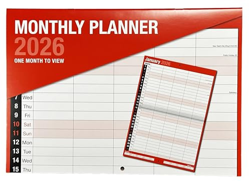 2026 A3 Family Organiser Planner 5 Column Month to View Monthly Wall Calendar