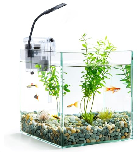 Nobleza - Pecera de Cristal 27 litros con Filtro Integrado e Iluminación LED – Acuario Completo para Principiantes e Iniciación