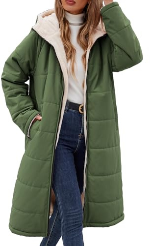 Yusongirl Womens Winter Long Coats Trendy Puffer Jacket Sherpa Fleece Lined Down Coat Long Sleeve Parka Oversized with Hood