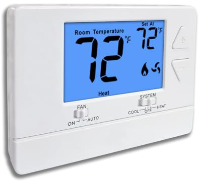 NonProgrammable Thermostat for House, Digital Energy-Saving Thermostat,Single-Stage Systems, 1 Heat/1 Cool, Easy DIY Install, Blue Backlight
