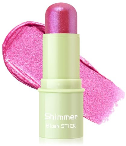 Boobeen Crema Trucco Blush in Stick Scintillante per le Guance, Luminoso Trucco Leggero Impermeabile Bacchetta per Fard, Facile da Sfumare