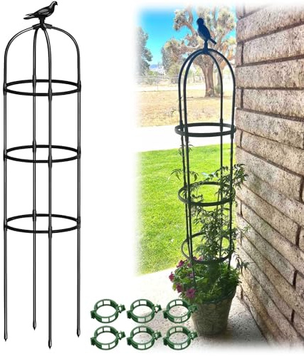 Trädgårdsspaljé För Klätterväxter, Metallobeliskblomstativ, Tomatburväxtstöd Metallrör För Vinstockar Blomma Klätterros Klematis Grönsakstomatspaljé(Svart,20x115cm)