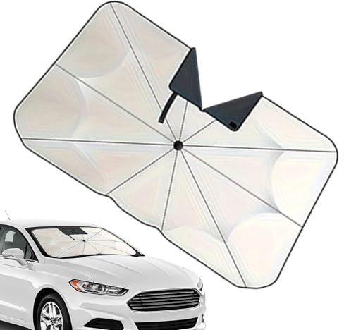 Parasol Paraguas Plegable De Coche, 80x140cm Parasol Coche Delantero Protector Solar, Material De Papel De Aluminio, Hebilla Elástica Incorporada Y De Marco Telescópico