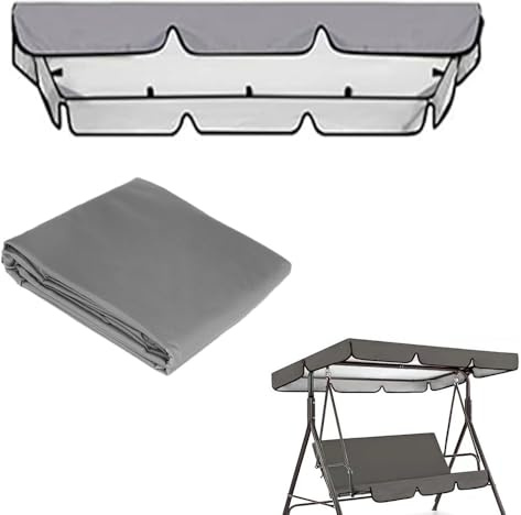 QSPNVFB Toldo para Columpio De Hollywood 164x114cm 195x125cm Techo De Repuesto para Balancín 3 Plazas Jardin Exterior, Cubierta Superior De Balancín(Grey,142x120 CM (56x47Inch))