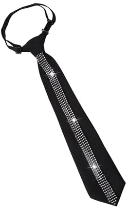 HAISENG Cravate Élégante Femme Réglable Pré-nouée Noire Avec Embellissements De Strass Pour Événement Formel Et Tenue Décontractée De Fête