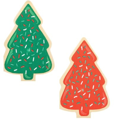 Tree Cookie Christmas Napkin Set, 24 Count Holiday Party Paper Napkins, 4.25 x 6.75 Rustic Winter Table Décor (2 Designs)