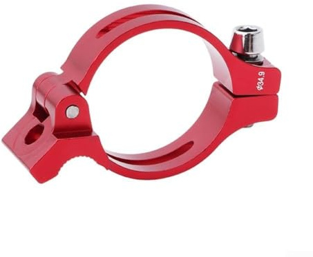 Jonikuper Front Derailleur Braze-On Clamp Adapter for Bikes, Aluminum Alloy 31.8mm/34.9mm, Black or Red Color(red 34.9mm)