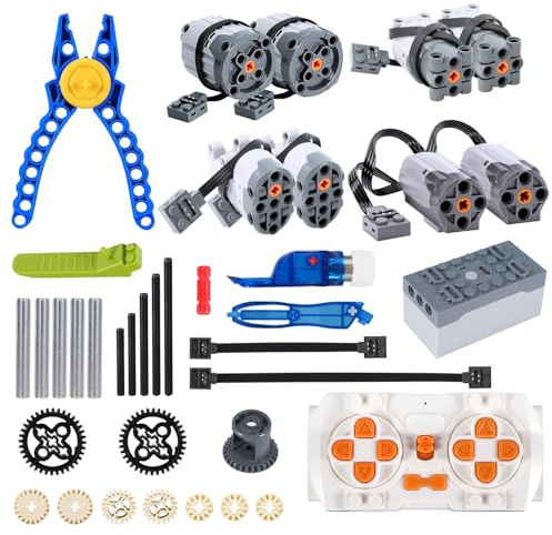 AYWHP Set di 37 pezzi Power Functions giocattolo motore Servo con motore M/L/XL/Servo, scatola della batteria, telecomando, interruttore automatico, modulo di illuminazione, cavo di prolunga