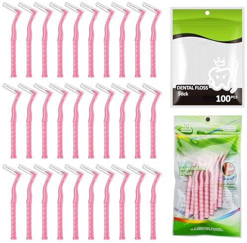 50 spazzole interdentali – Spazzole per spazi interdentali, Spazzole interdentali 0,6 mm, Spazzole interdentali rosa per pulire gli spazi interdentali (0,6 mm con 100 fili interdentali Stick)