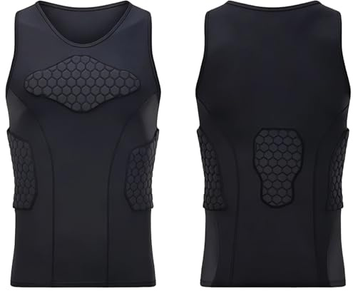 Impact Protection Vest for Sports, PRO Adjustable Basketball and Baseball Chest Protector for Men, Young Adults and Adults, Breathable, Quick-Dry, Black, Available in L, XL, XXL, XXXL