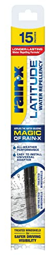 Rain-X 5079273-2 Latitude 2-In-1 Water Repellent Wiper Blades, 15 Inch (Pack Of 1), Automotive Replacement Windshield Wipers With Patented Repellency Formula.