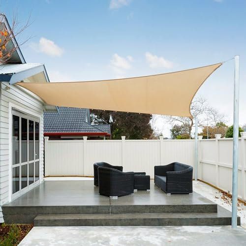AXT SHADE Toldo Vela de Sombra Impermeable Rectangular 2x4m Protección Rayos UV para Exterior Terraza Patio Jardín-Arena