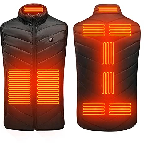 Gilet Riscaldato, Uomo Donna, Usb Riscaldante Elettrico, Regolabile Lavabile Giacca Riscaldabile, 3 Livelli Di Temperatura, Per Caccia, Campeggio (L, Nero)