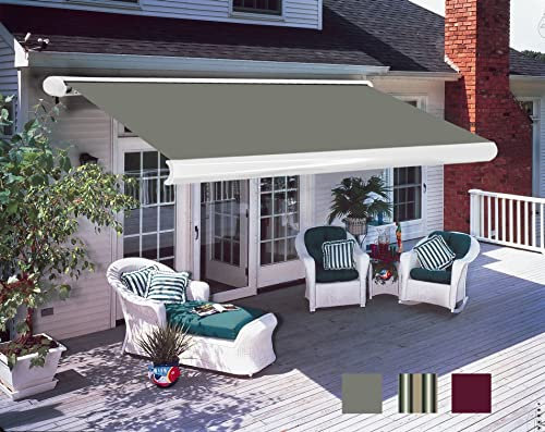 Green Bay 3x2.5M Electric Awning DIY Patio Awning Gazebo Canopy Complete Grey with Fittings and Remote Control