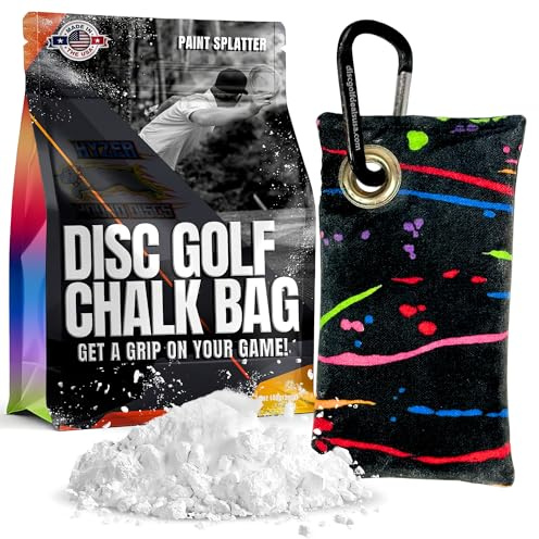 HYZER HOUND DISCS Disc Golf Chalk Bag | Attaches to Bag with a Carabiner | Better Than Rosin & Sawdust Bags | Improve Your Grip for Consistency | Disc Golf Accessories for Men | Paint Streaks