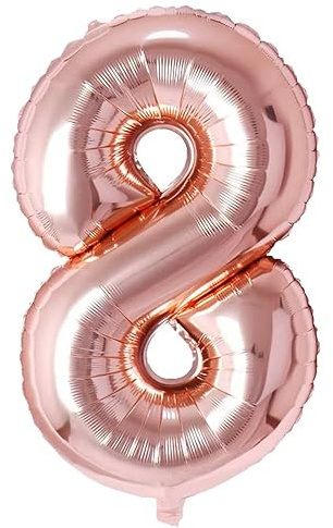 Vthoviwa 40 Pulgadas Globo Numero 8 Rosa Oro, Globos 8 Cumpleaños Fiesta 0123456789,10-19,20-25,30,40,50,60,70,80,90, Número 8 Decoración Fiesta Del Aniversario Soporte Helio
