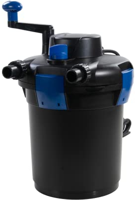 AquaForte GPF-1500 (9 vatios) Filtro de presión, Potencia 9 vatios, Voltaje 230V, Frecuencia 50Hz, Entrada/Salida 19/25/33mm, Adecuado para estanques ornamentales de hasta 3.000 litros