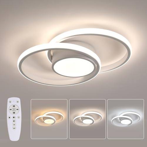 SENQIU Plafoniera LED Soffitto Dimmerabile 3000K-6500K, 40W 4500LM Lampada da Soffitto Moderna con Telecomando, Lampadario Rotondo LED Bianco in Acrilico per Soggiorno, Camera da Letto, Ufficio