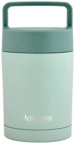 Kichna Double Walled Stainless Steel thermal Food Flask | BPA Free Lid Leak & Spill Proof Jar with Handle | Keeps Cold for 6Hrs or Hot for 6Hrs - Pistachio Green